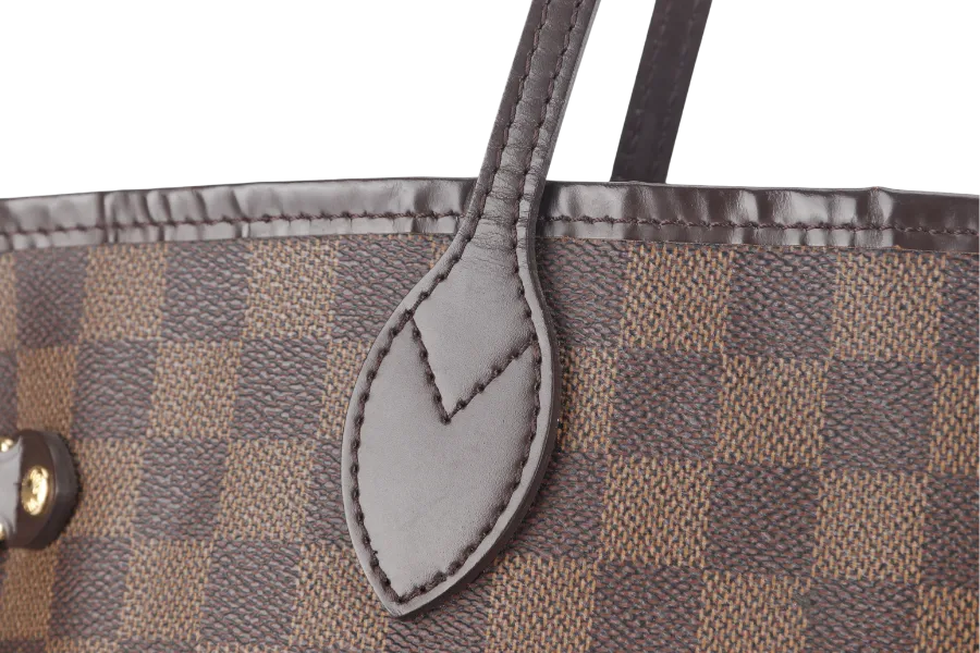 LOUIS VUITTON NEVERFULL MM DAMIER EBENE CANVAS GOLD HARDWARE SP0122 NO DUST COVER
