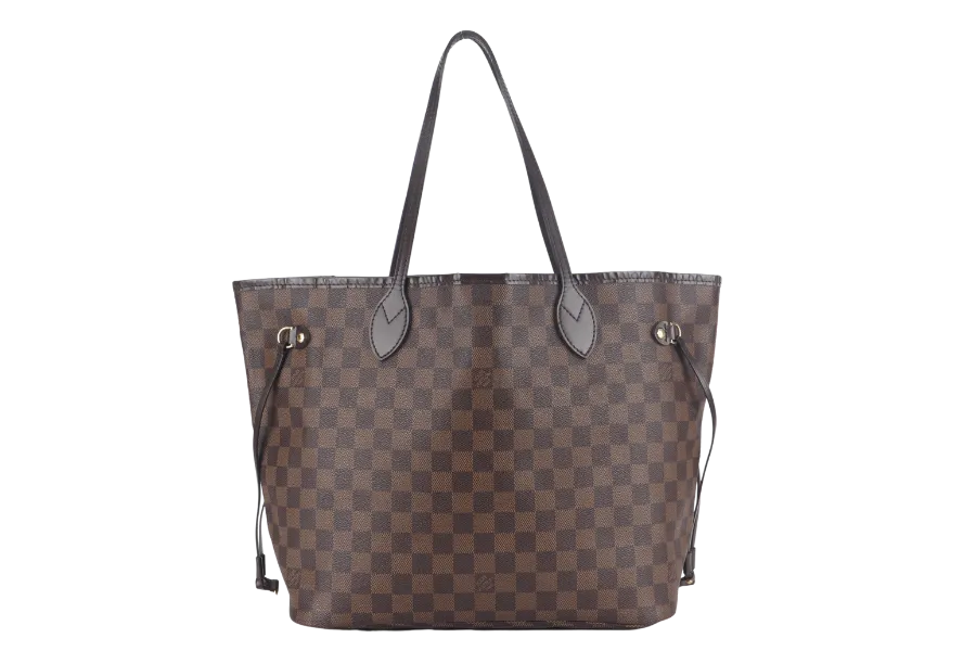 LOUIS VUITTON NEVERFULL MM DAMIER EBENE CANVAS GOLD HARDWARE SP0122 NO DUST COVER