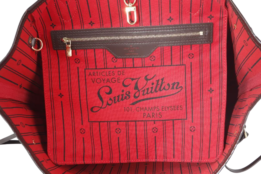 LOUIS VUITTON NEVERFULL MM DAMIER EBENE CANVAS GOLD HARDWARE SP0122 NO DUST COVER