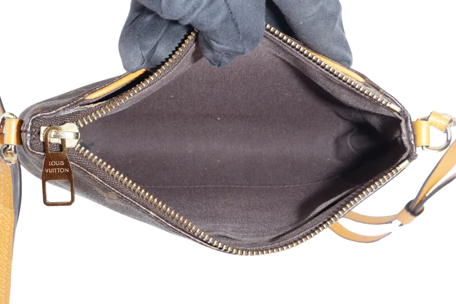 LOUIS VUITTON PALLAS CLUCTH BB MONOGRAM CANVAS WITH YELLOW MUSTARD LEATHER GOLD HARDWARE NO DUST COVER