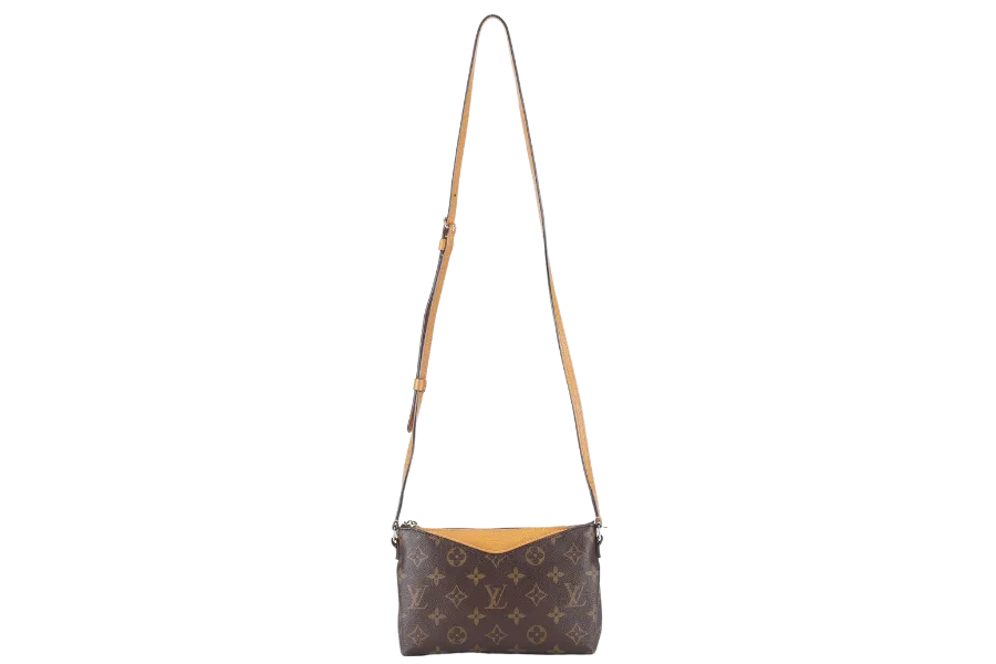 LOUIS VUITTON PALLAS CLUCTH BB MONOGRAM CANVAS WITH YELLOW MUSTARD LEATHER GOLD HARDWARE NO DUST COVER