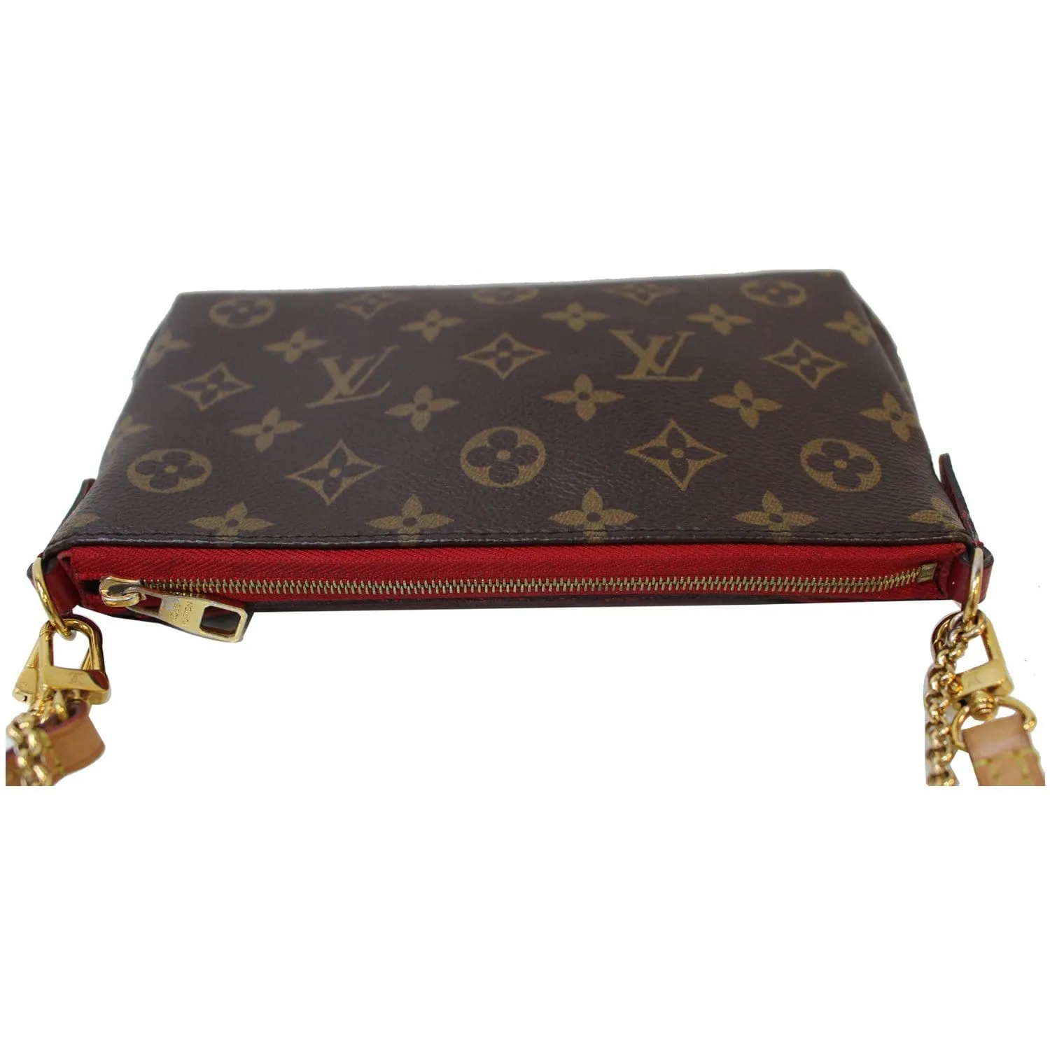 LOUIS VUITTON Pallas Monogram Canvas Clutch Crossbody Bag Brown