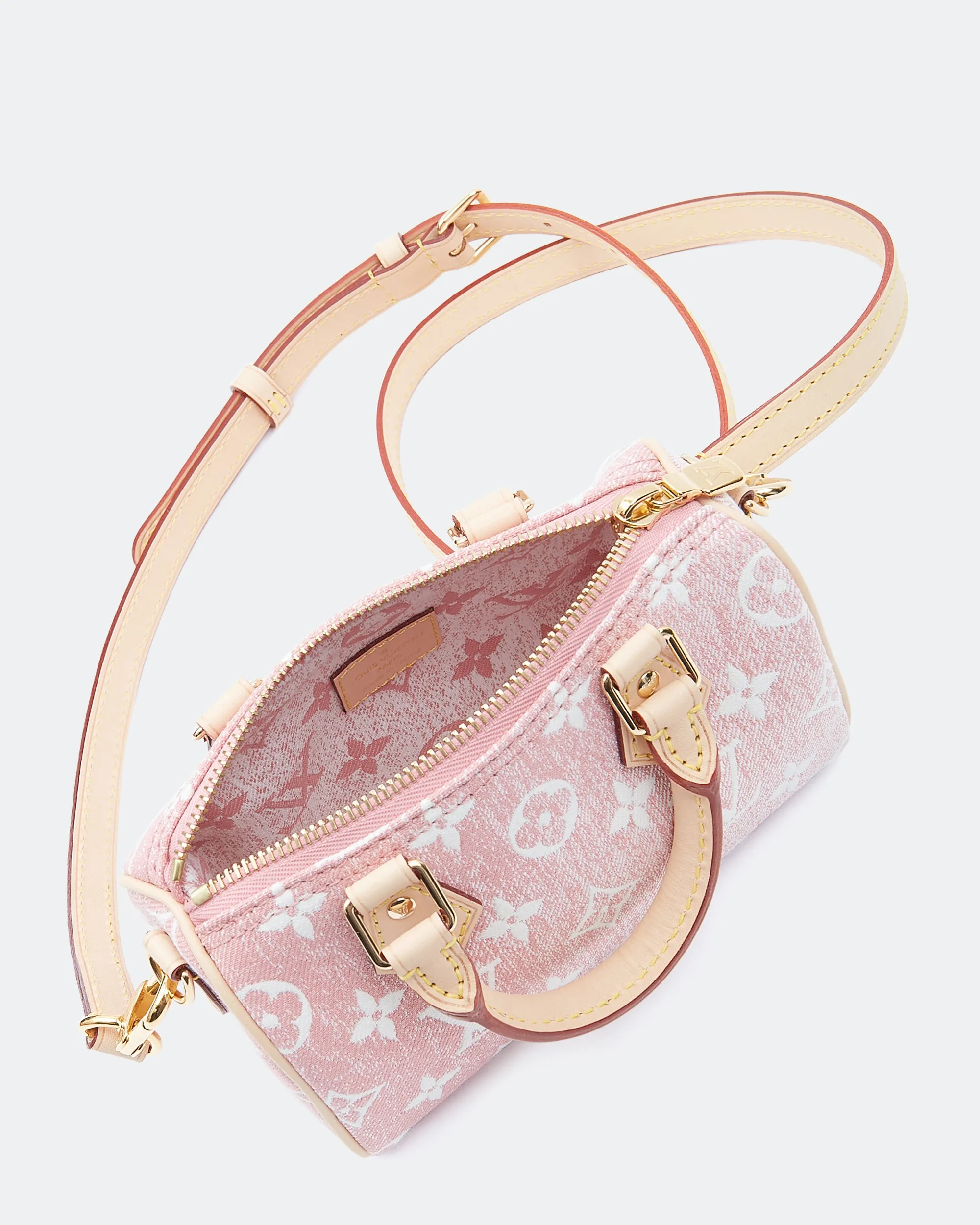 Louis Vuitton Pink Denim Monogram Nano Speedy Bag