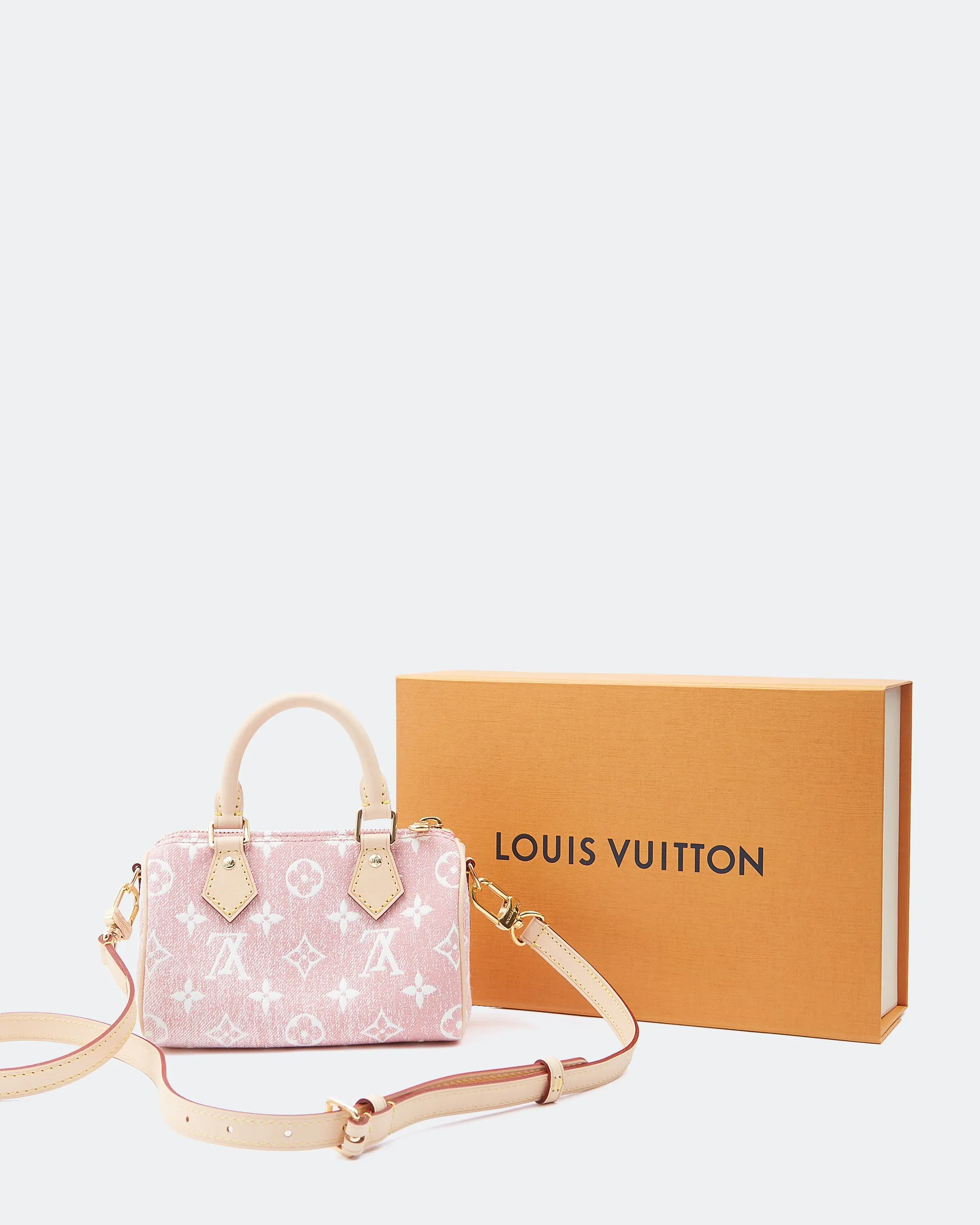 Louis Vuitton Pink Denim Monogram Nano Speedy Bag