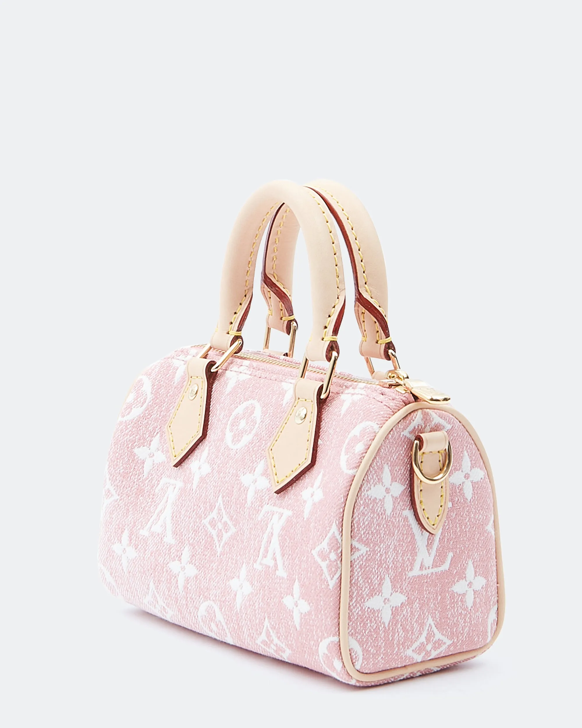 Louis Vuitton Pink Denim Monogram Nano Speedy Bag