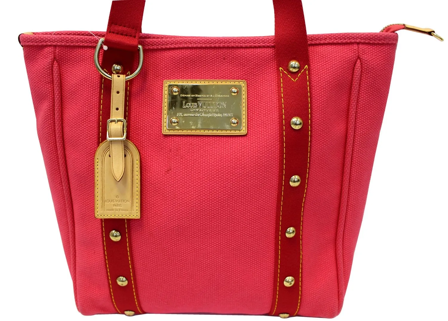 LOUIS VUITTON Pink Toile Canvas Antigua Cabas MM Shoulder Bag - Sale