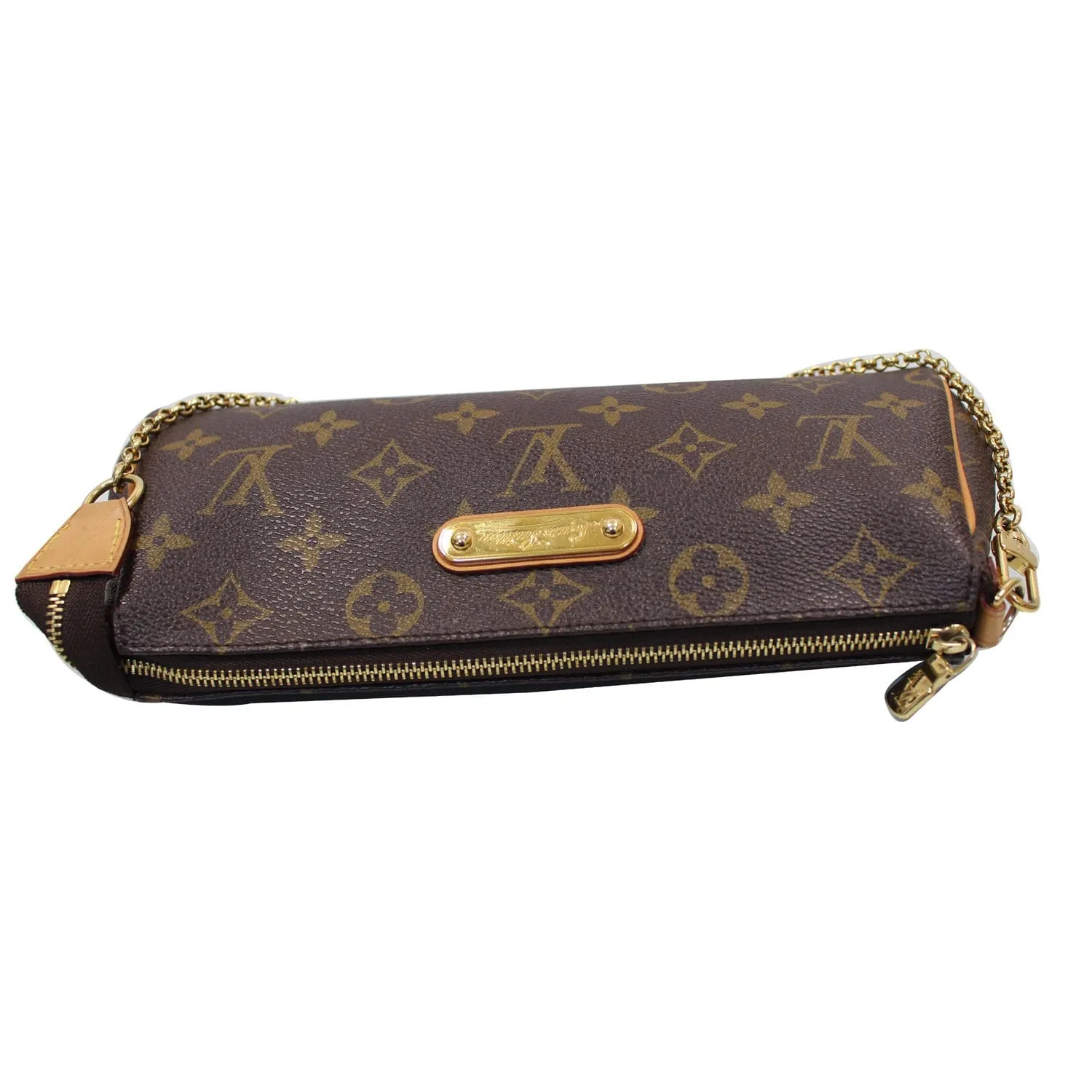 LOUIS VUITTON Pochette Eva Monogram Canvas Clutch Bag Brown