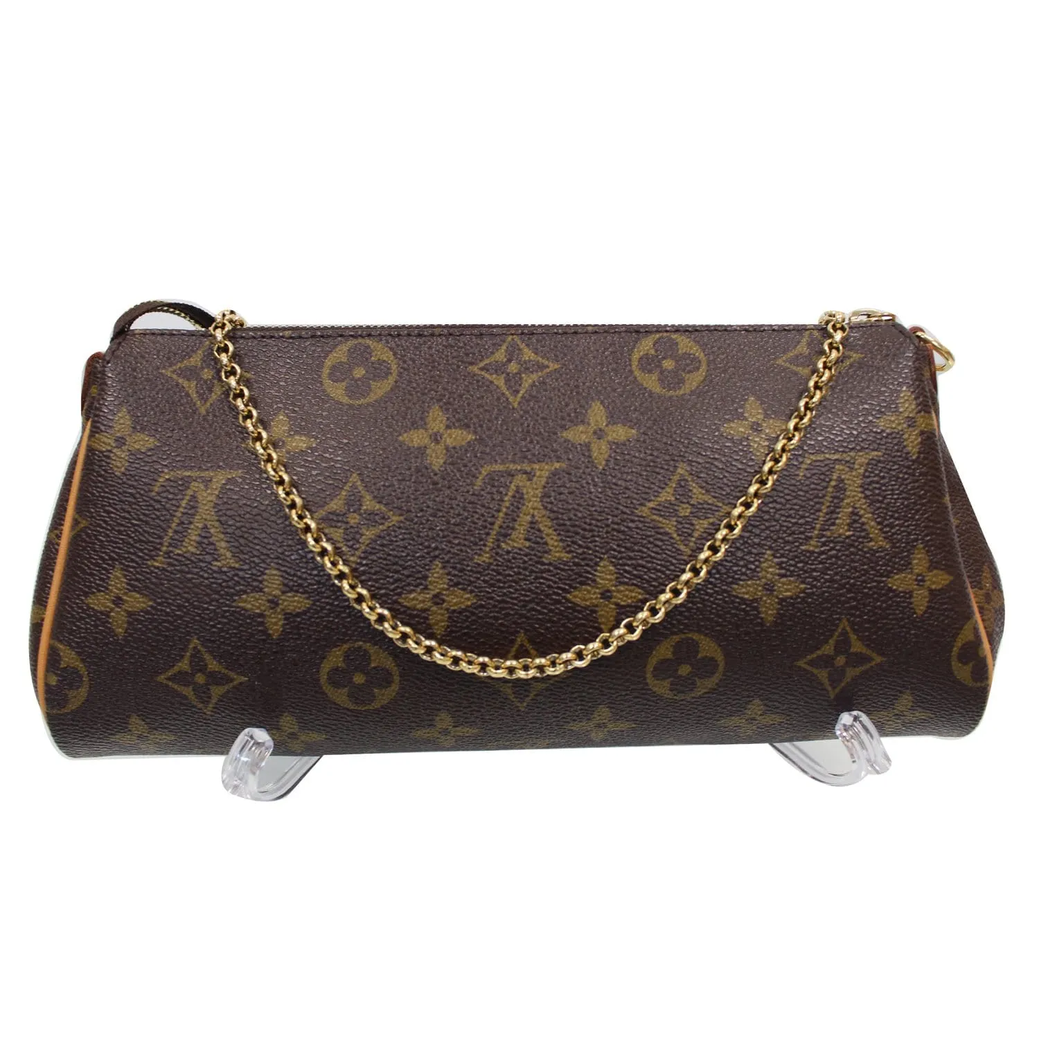 LOUIS VUITTON Pochette Eva Monogram Canvas Clutch Bag Brown