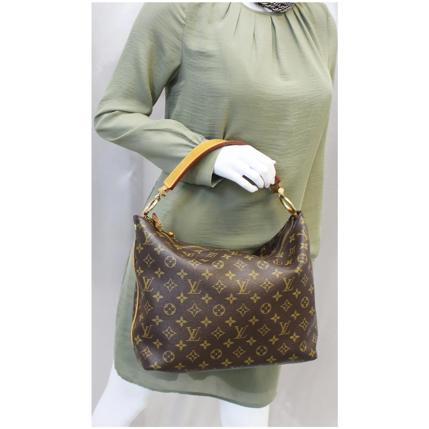 LOUIS VUITTON Sully PM Monogram Canvas Shoulder Bag Brown