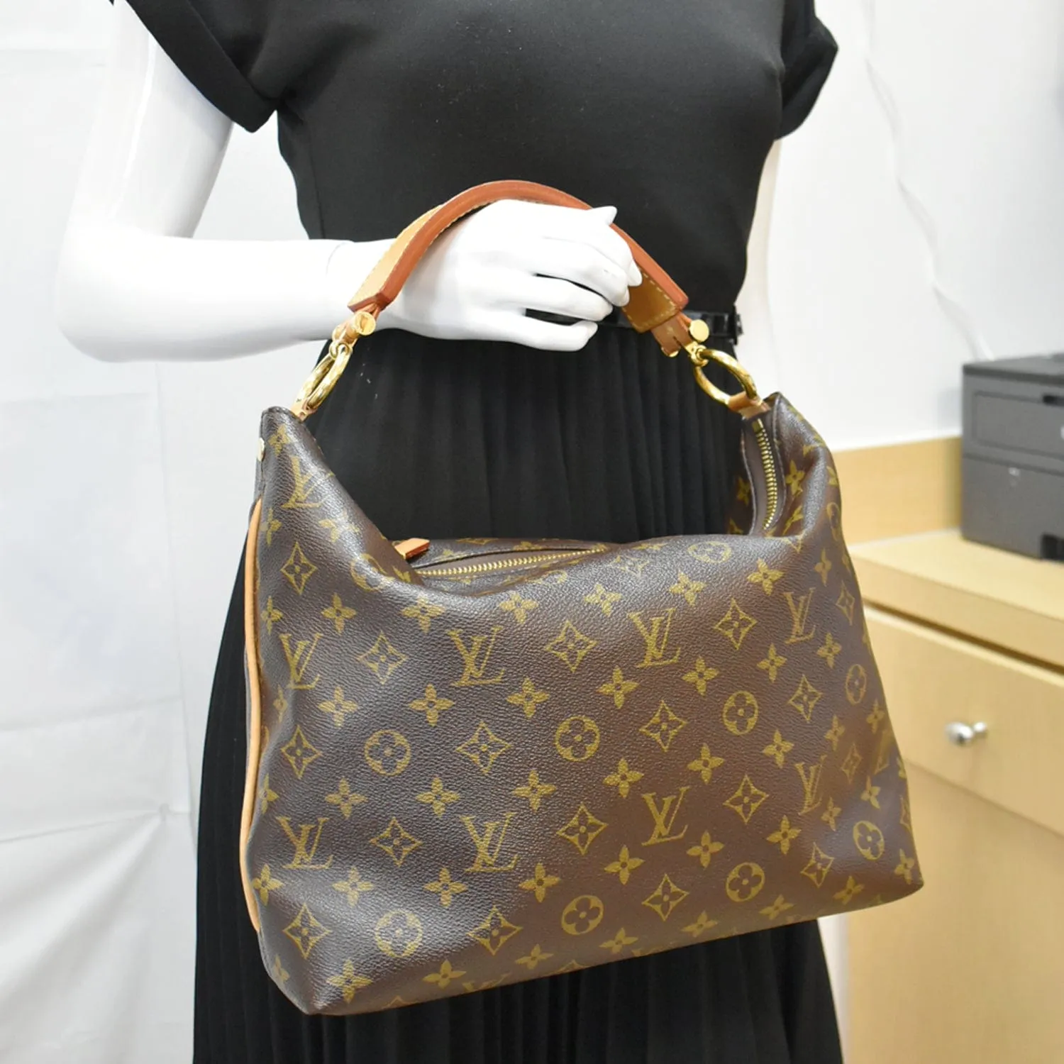 LOUIS VUITTON Sully PM Monogram Canvas Shoulder Bag Brown