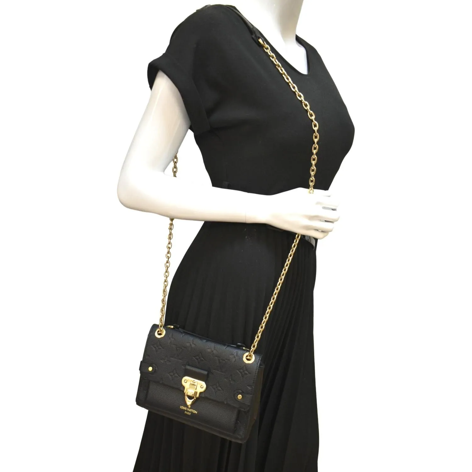LOUIS VUITTON Vavin BB Monogram Empreinte Leather Shoulder Bag Black