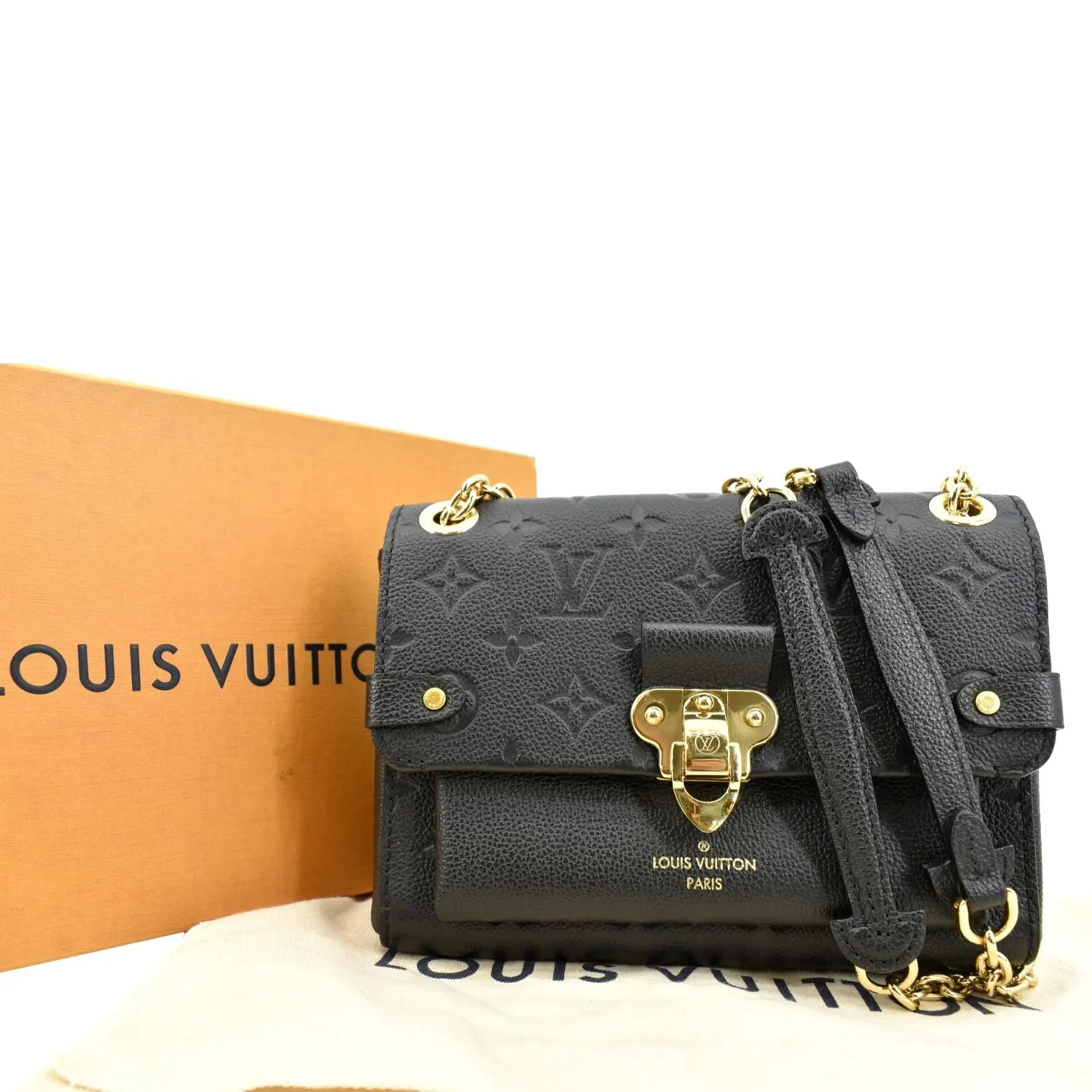 LOUIS VUITTON Vavin BB Monogram Empreinte Leather Shoulder Bag Black