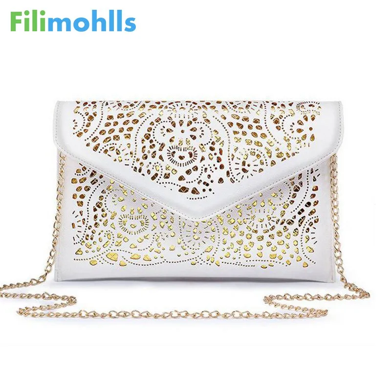 Luxury hollow out PU leather Day Clutches vintage Clutch bags brand design women bags fashion women messenger bags S982