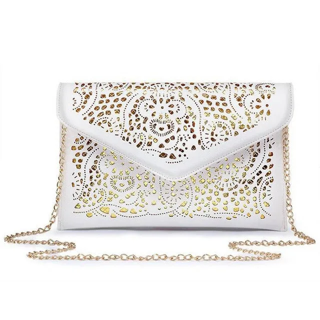 Luxury hollow out PU leather Day Clutches vintage Clutch bags brand design women bags fashion women messenger bags S982