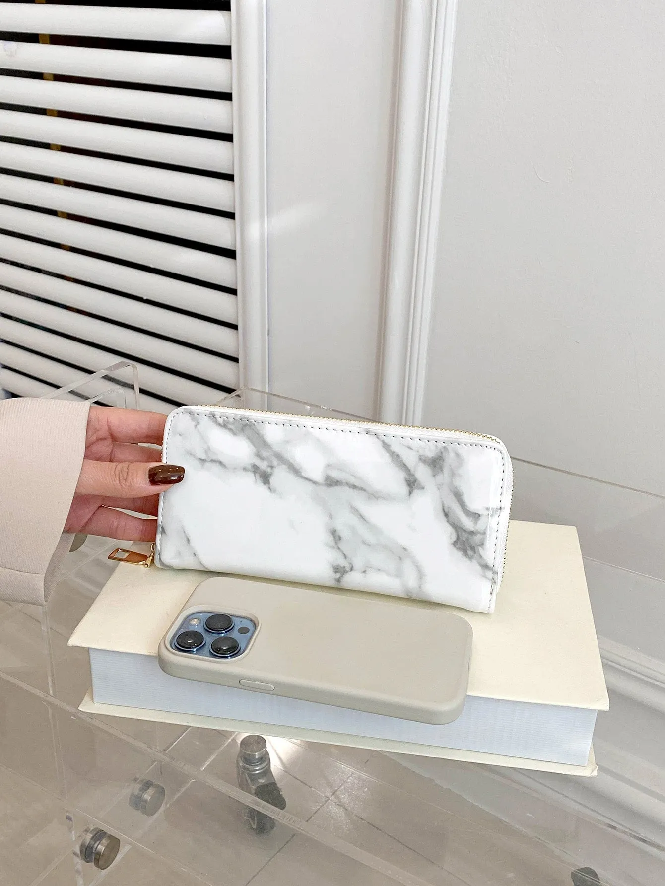 Marble Pattern Long Wallet - Marble