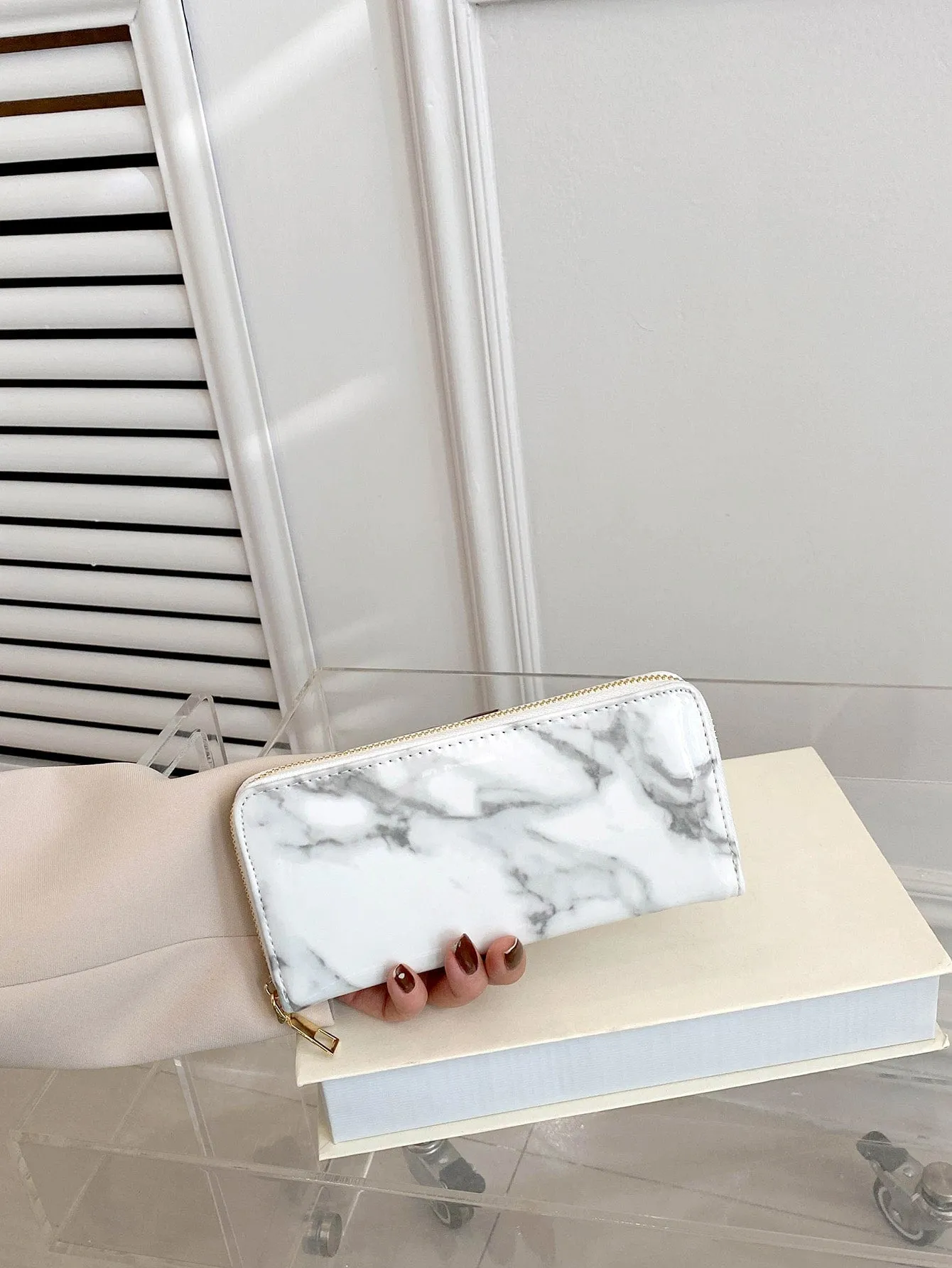 Marble Pattern Long Wallet - Marble