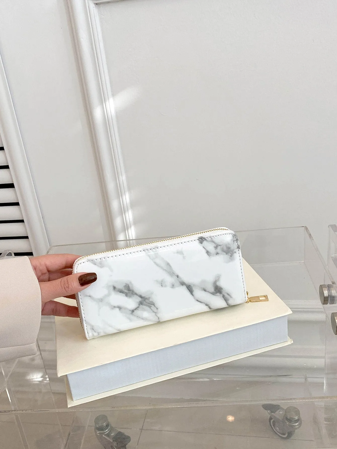 Marble Pattern Long Wallet - Marble