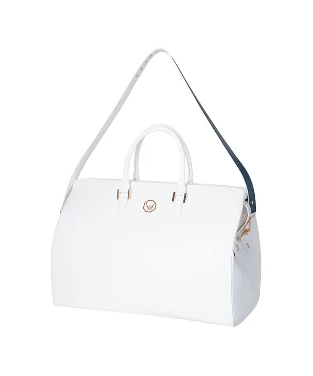 MEASPHERA OCTAGON REAL LEATHER BOSTON BAG - WHITE