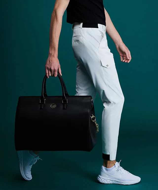 MEASPHERA OCTAGON REAL LEATHER BOSTON BAG - WHITE