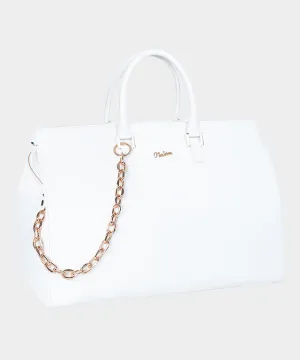MEASPHERA OCTAGON REAL LEATHER BOSTON BAG - WHITE
