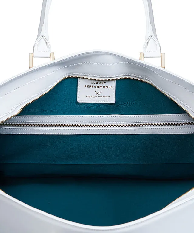 MEASPHERA OCTAGON REAL LEATHER BOSTON BAG - WHITE