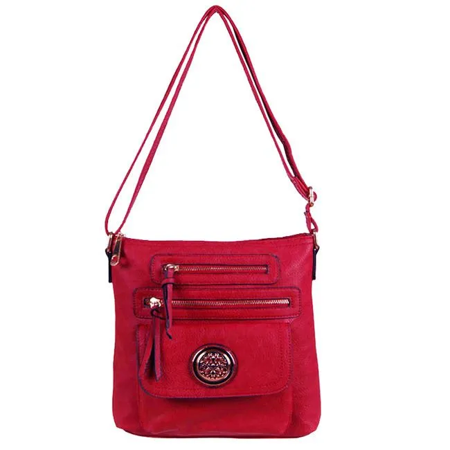 medallion Cross-body messenger bag Purple pocket embossed Designer inspired 2139