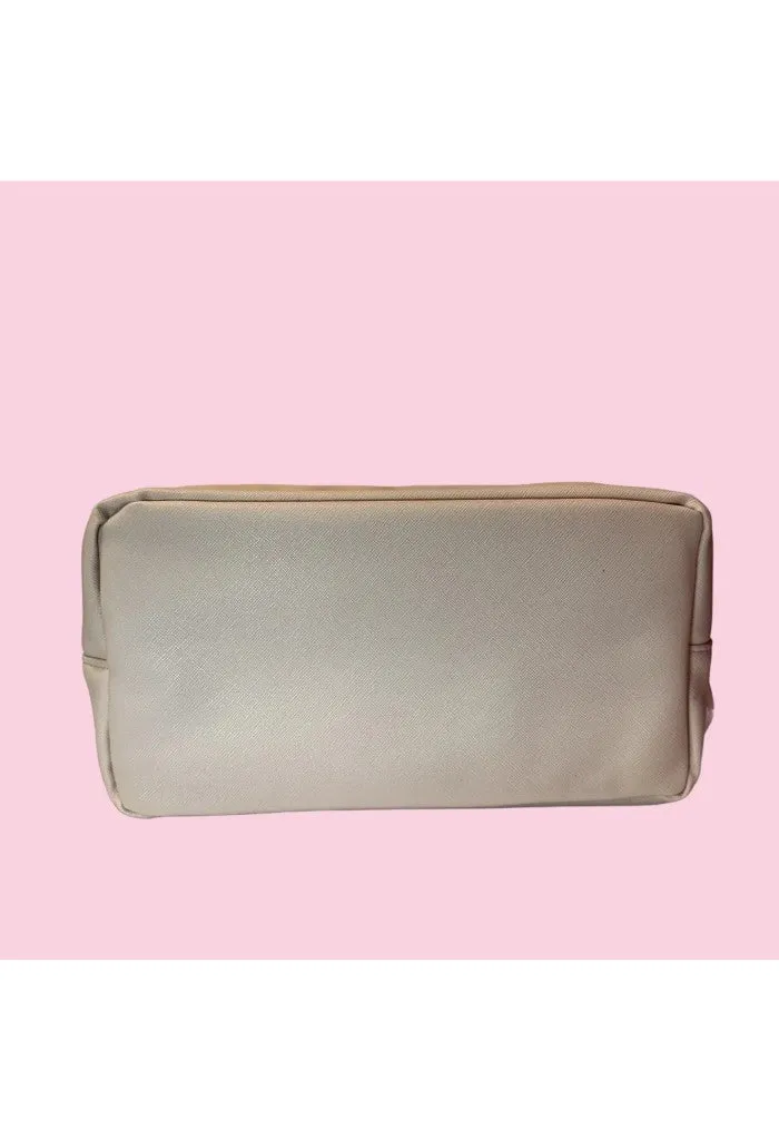 Medium Pillow Talk Cosmetic Bag-Leather Nude