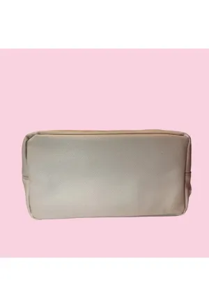 Medium Pillow Talk Cosmetic Bag-Leather Nude
