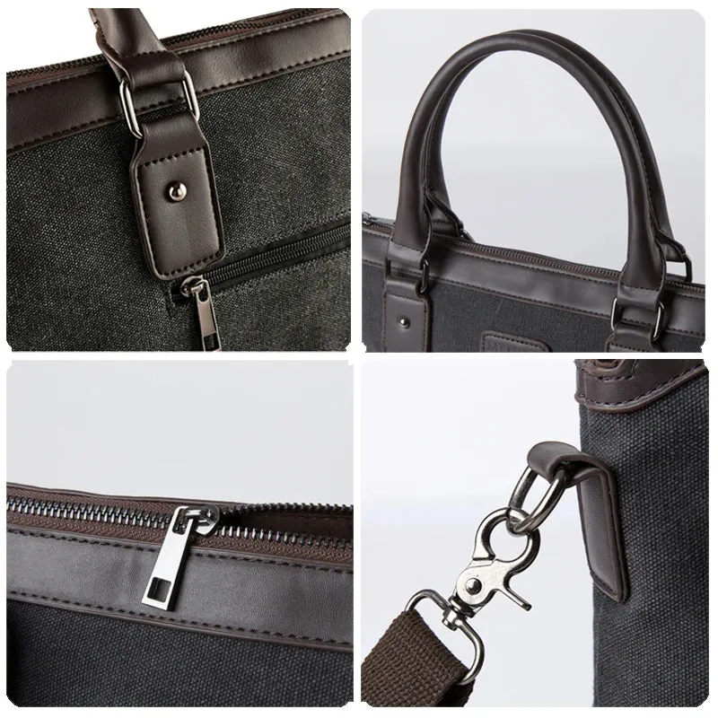 Men's Canvas Business Messenger Bag – Vintage Crossbody Briefcase with Laptop Compartment