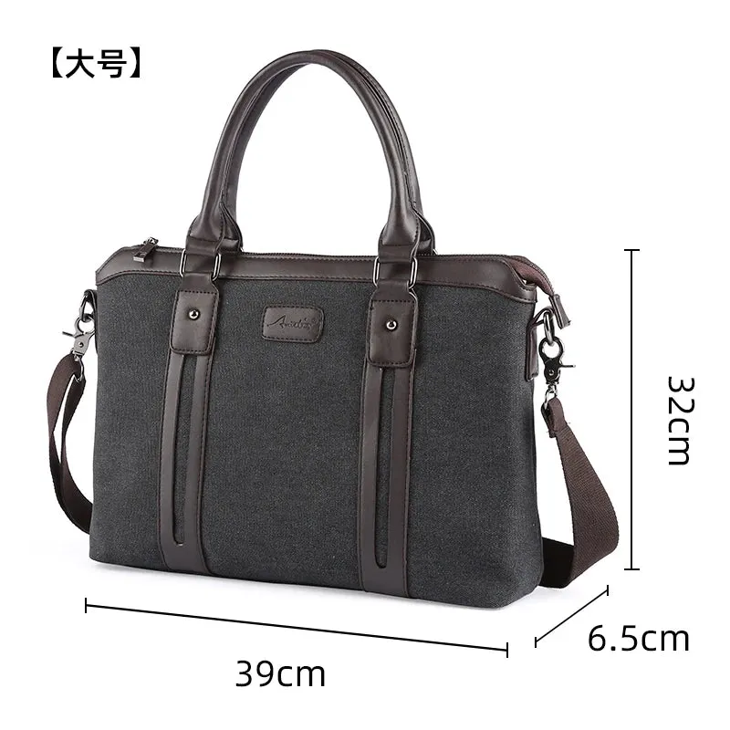 Men's Canvas Business Messenger Bag – Vintage Crossbody Briefcase with Laptop Compartment