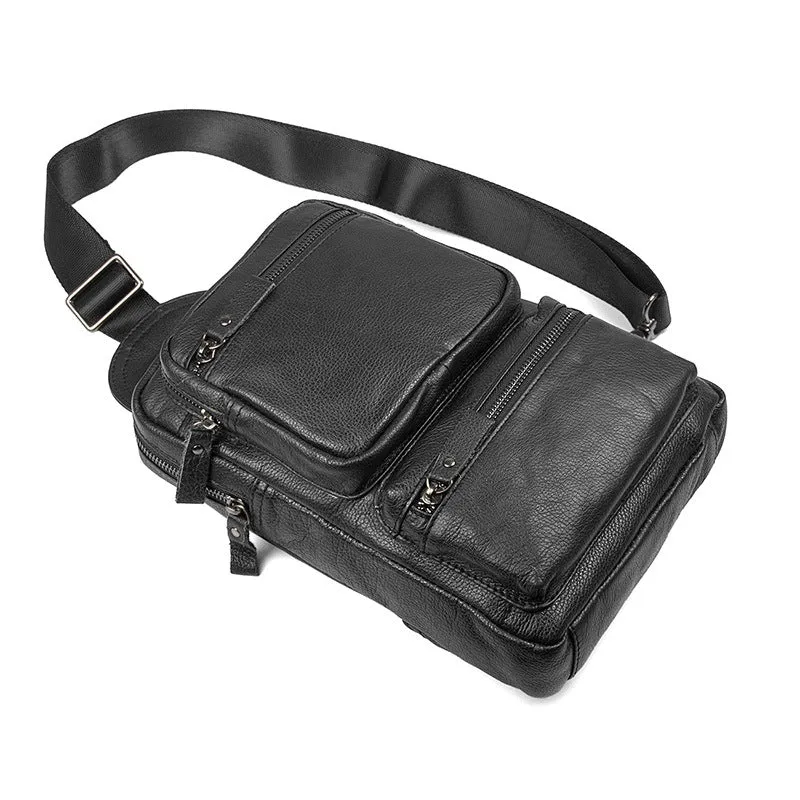 Mens Leather Fanny Pack, Leather Sling Bag, Chest Pack, Satchel Bag