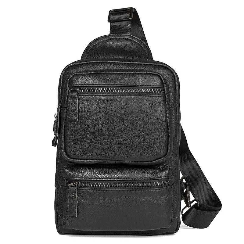 Mens Leather Fanny Pack, Leather Sling Bag, Chest Pack, Satchel Bag