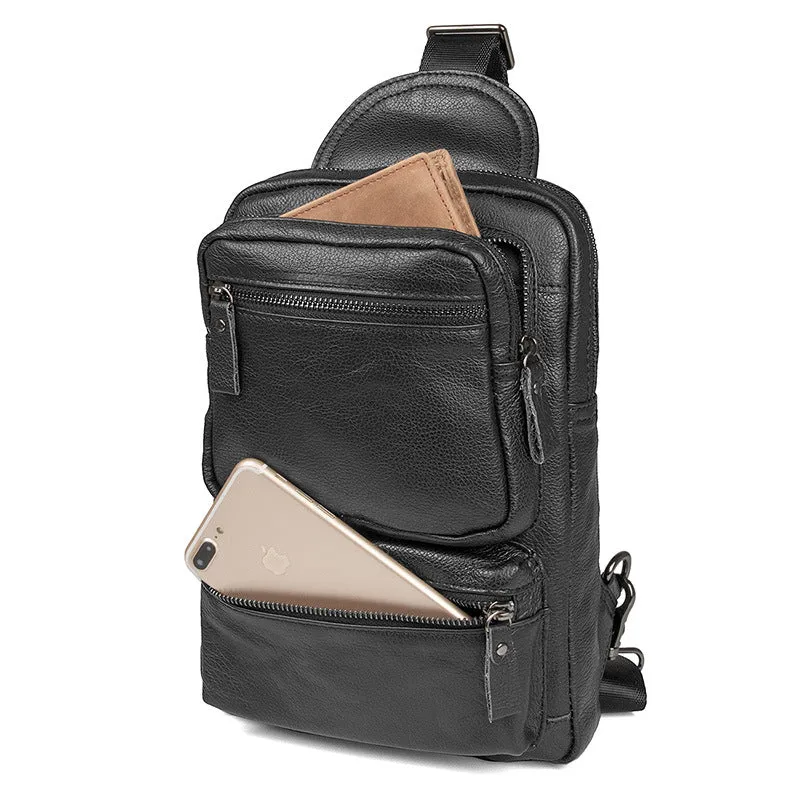 Mens Leather Fanny Pack, Leather Sling Bag, Chest Pack, Satchel Bag