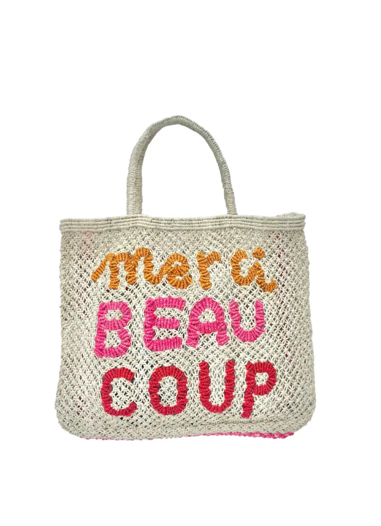 Merci Beau Coup Jute Tote Bag