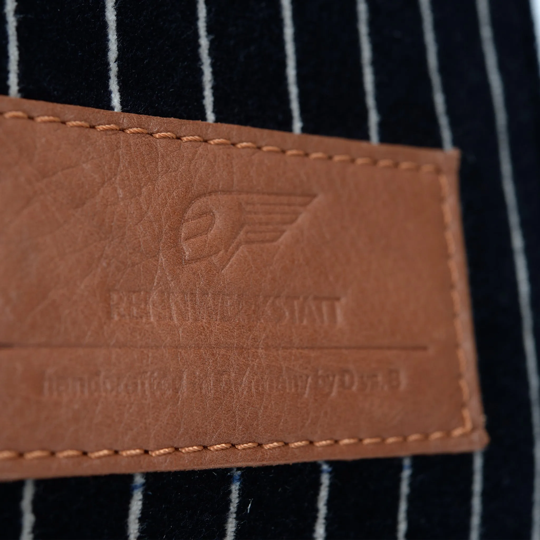 Messenger Bag - Pinstripe Black-Cognac