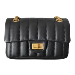 Mini 2.55 Reissue Flap Bag Size 224 in Black Calfskin