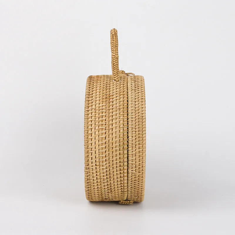Mini Circle Straw Bags Handmade High Quality Beach Handbags for Women Summer