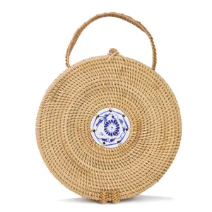 Mini Circle Straw Bags Handmade High Quality Beach Handbags for Women Summer