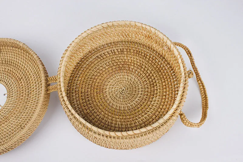 Mini Circle Straw Bags Handmade High Quality Beach Handbags for Women Summer