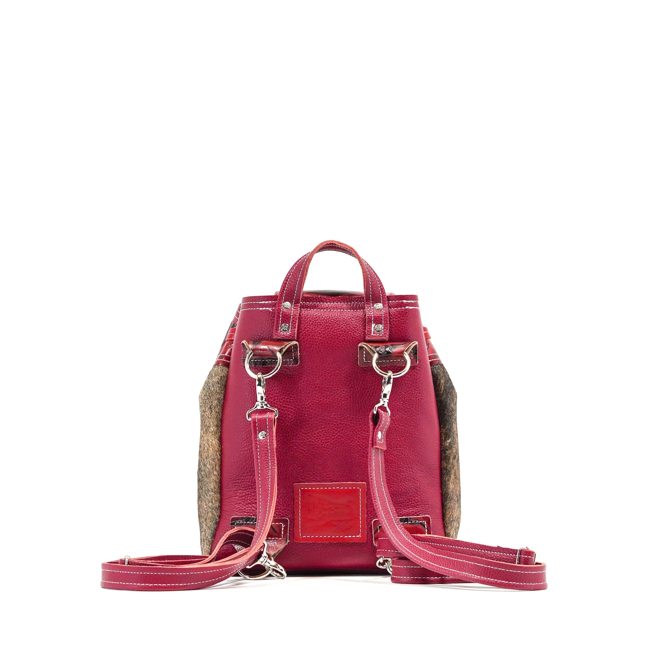 Mini Kelsea Backpack - Dusty Brindle w/ Burgundy Skulls