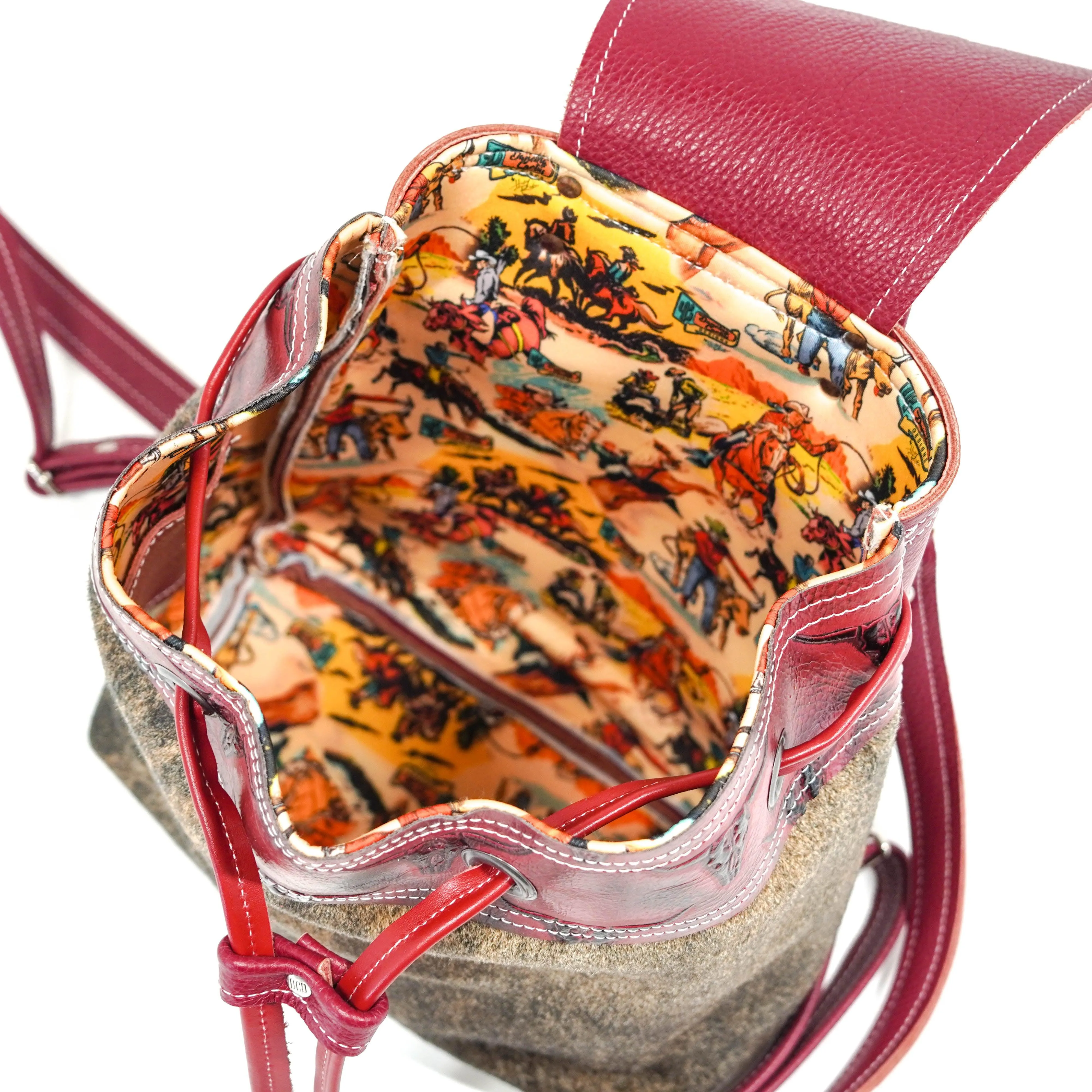 Mini Kelsea Backpack - Dusty Brindle w/ Burgundy Skulls