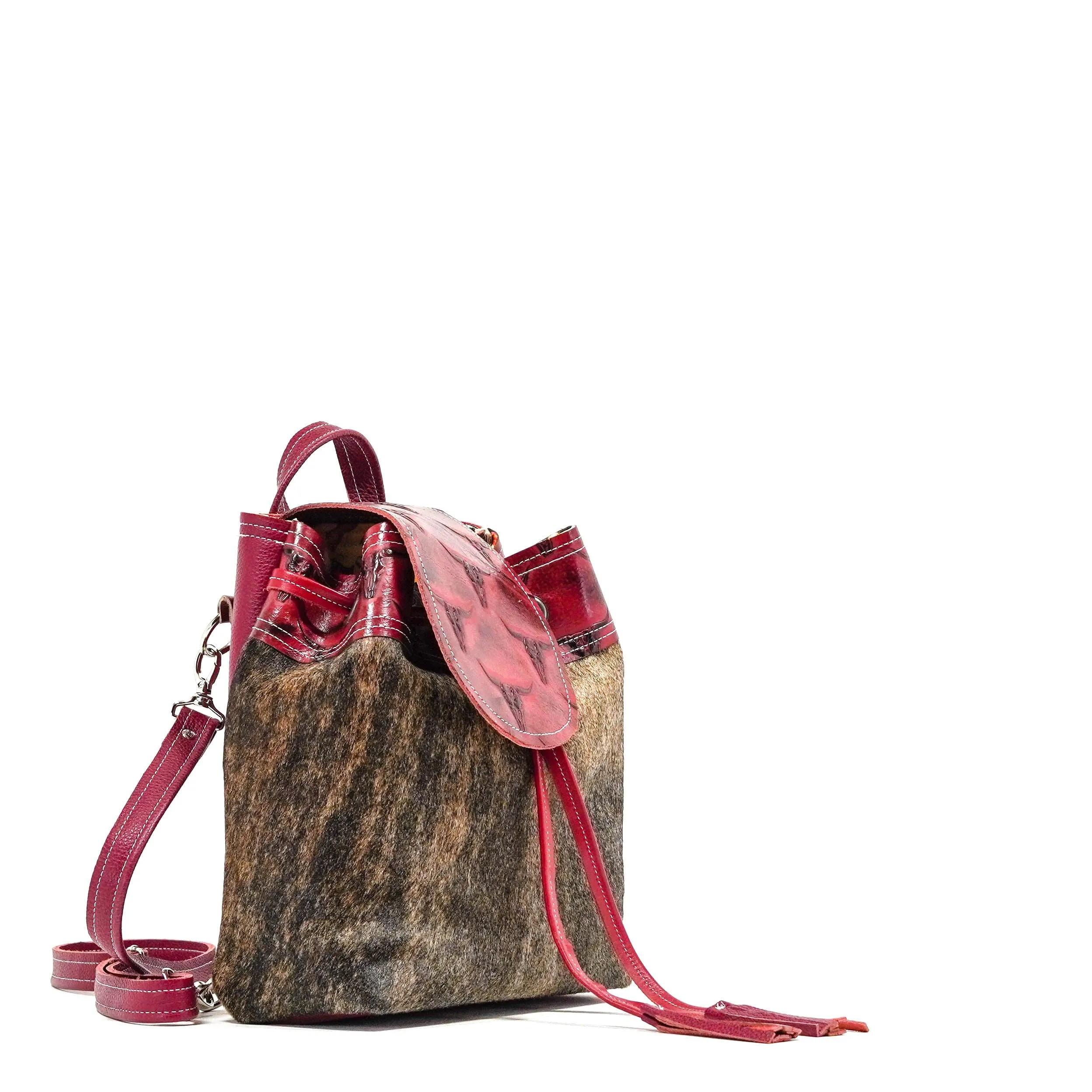 Mini Kelsea Backpack - Dusty Brindle w/ Burgundy Skulls