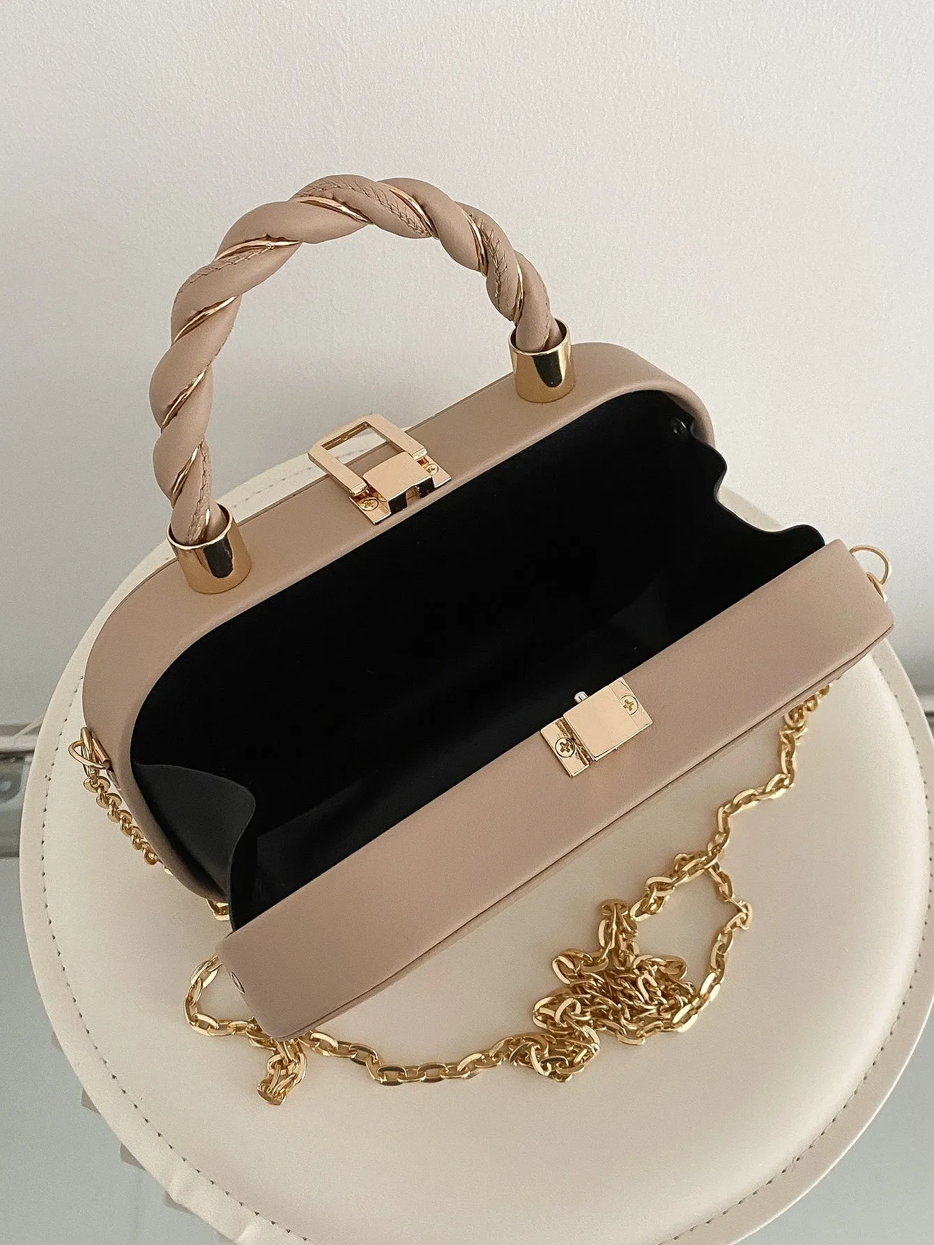 Mini Minimalist Braided Design Box Bag - Khaki