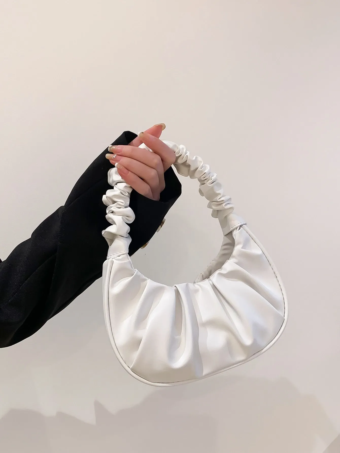 Mini Minimalist Ruched Bag - White- FD ⚡