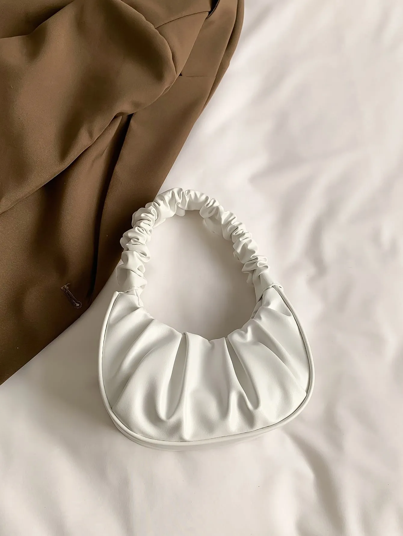 Mini Minimalist Ruched Bag - White- FD ⚡
