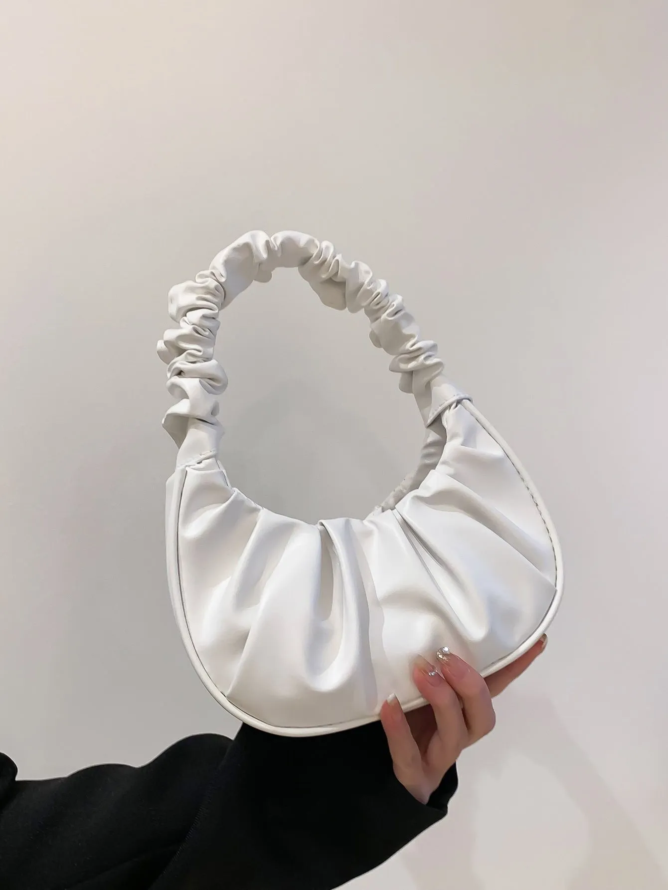 Mini Minimalist Ruched Bag - White- FD ⚡