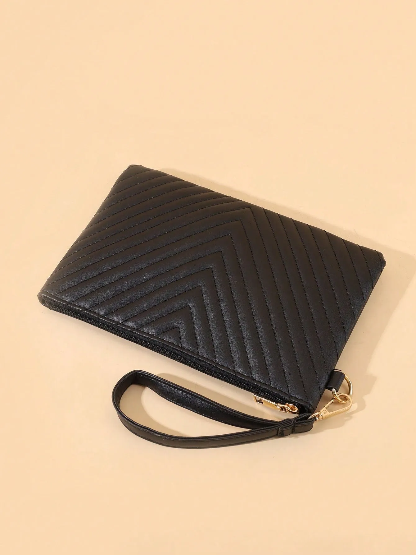 Minimalist Black Chevron Clutch Bag