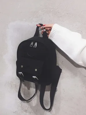 Minimalist Buckle Detail Classic Backpack - F/W'₂₁ - Black