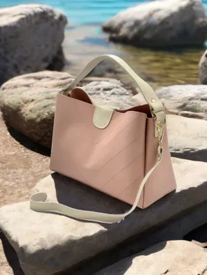 Minimalist Chevron Bucket Bag - Pink - FD ⚡