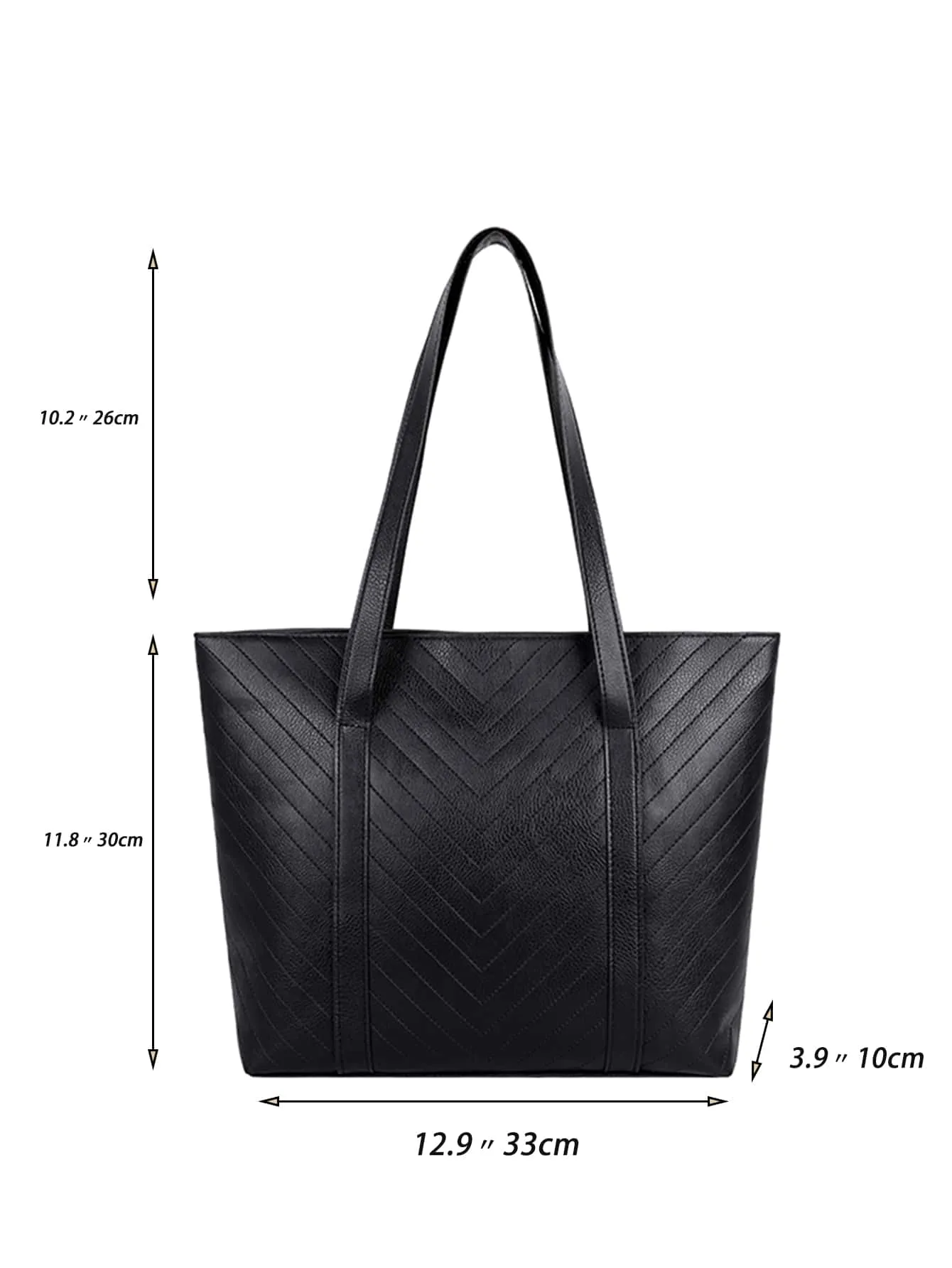 Minimalist Chevron Tote Bag - Black